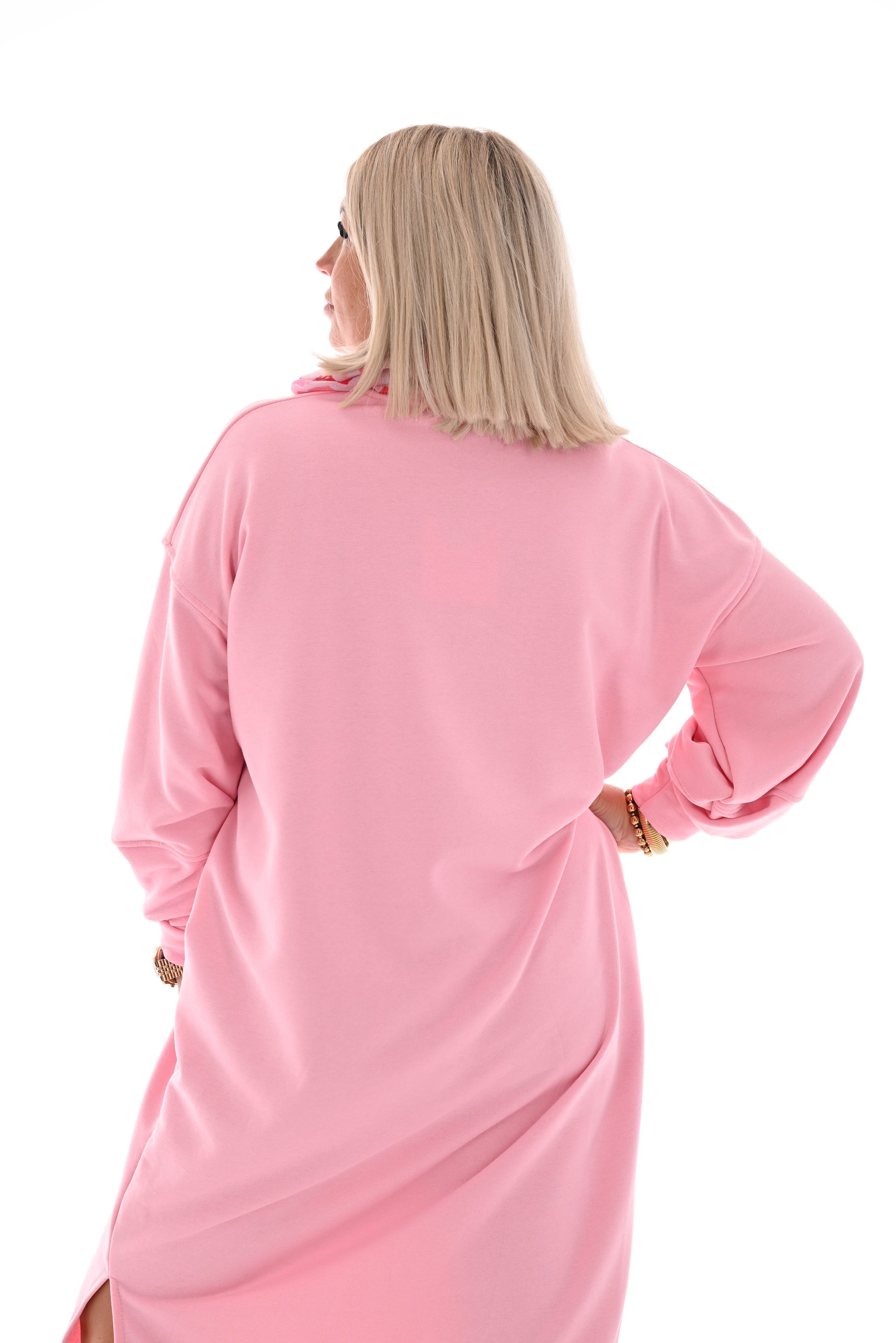 Sweater dress met zakken baby roze