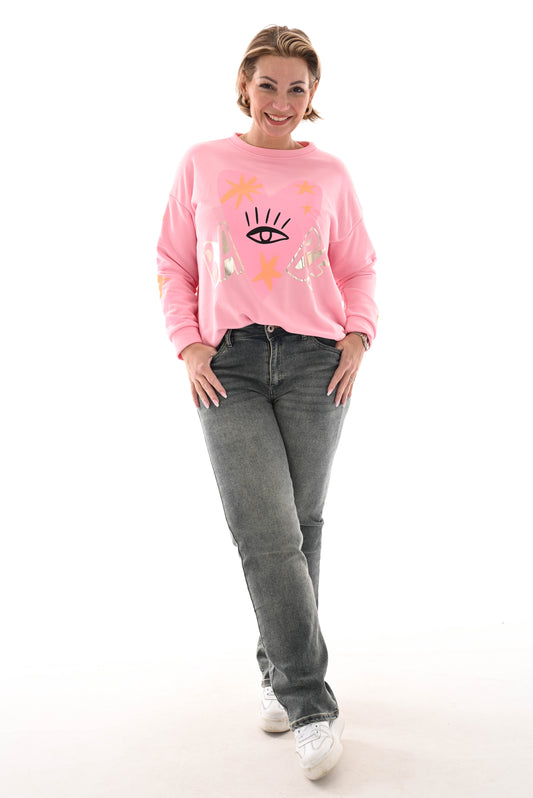 Sweater heart babe roze