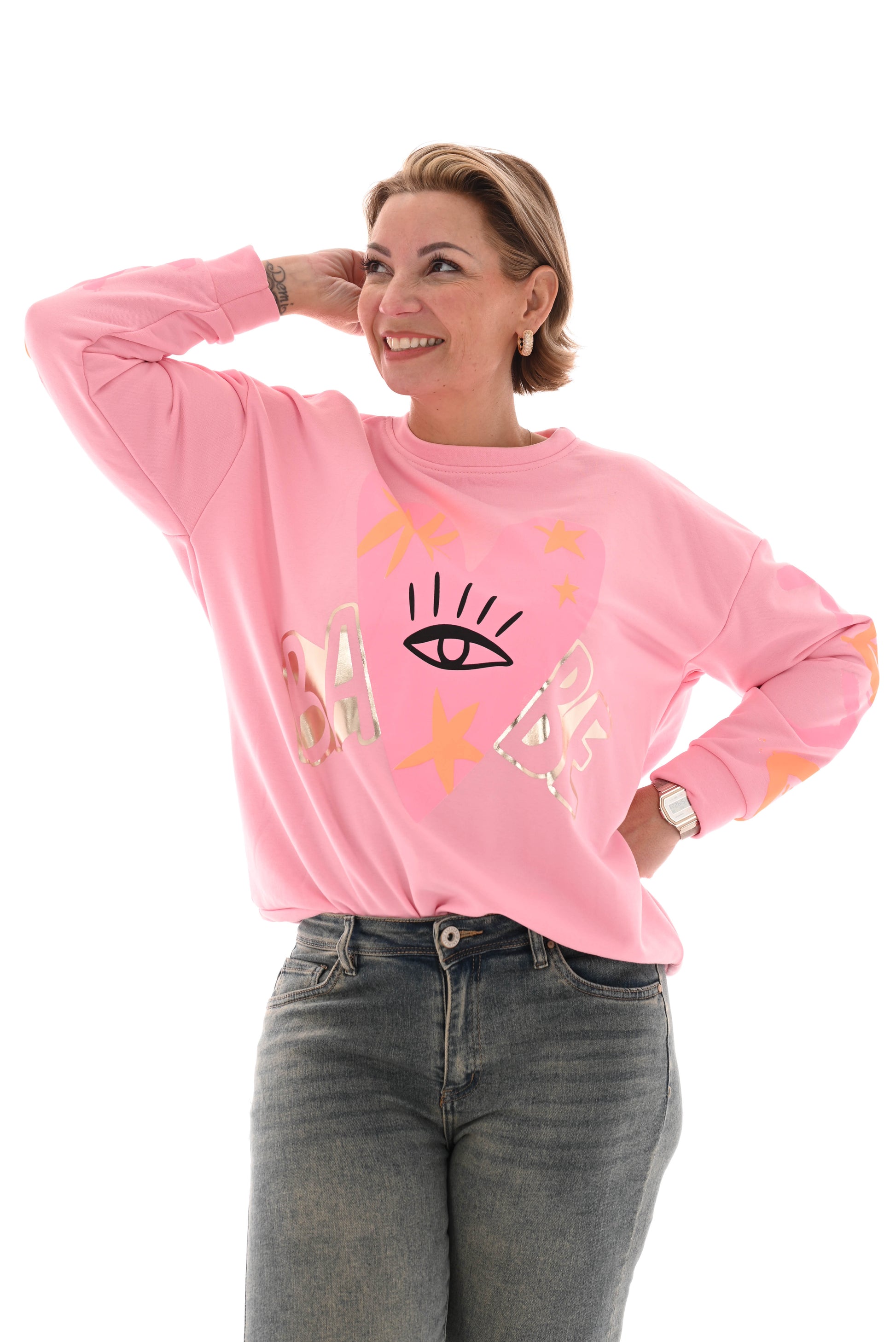 Sweater heart babe roze