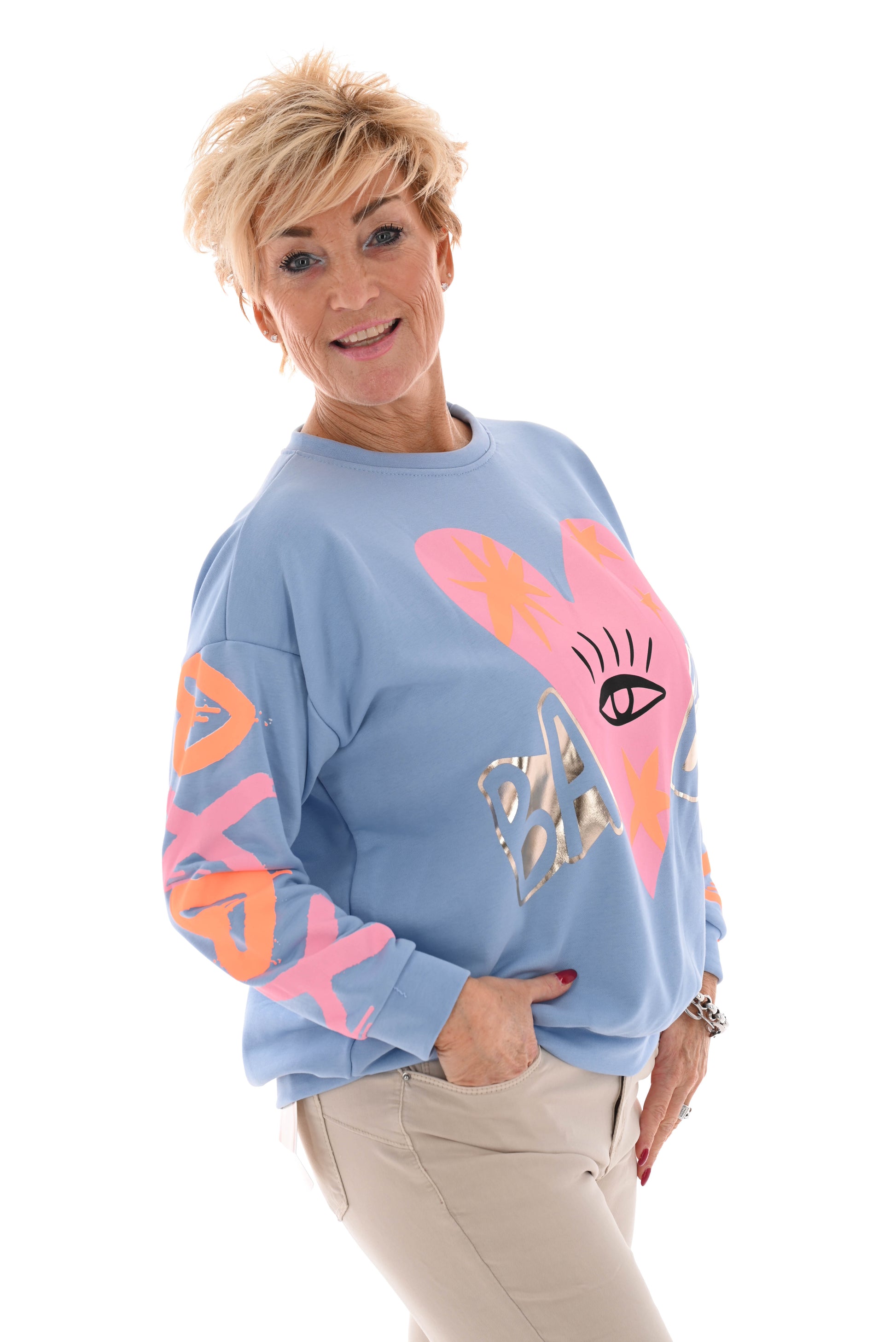 Sweater heart babe licht blauw