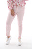 Stretchbroek met broderie bies licht roze