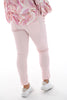 Stretchbroek met broderie bies licht roze