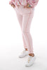 Stretchbroek met broderie bies licht roze