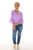 Blouse linnenlook met kant lila