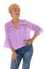 Blouse linnenlook met kant lila