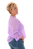 Blouse linnenlook met kant lila