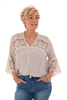 Blouse linnenlook met kant beige