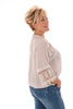 Blouse linnenlook met kant beige