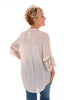Blouse linnenlook met kant beige