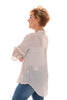 Blouse linnenlook met kant beige