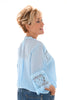 Blouse linnenlook met kant blauw