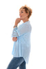 Blouse linnenlook met kant blauw