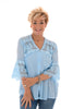 Blouse linnenlook met kant blauw