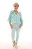 Blouse linnenlook met kant lichtgroen