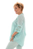 Blouse linnenlook met kant lichtgroen