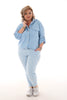 Stretchbroek fijne strepen blauw