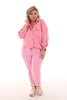 Stretchbroek fijne strepen roze