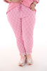 Stretchbroek fijne strepen roze
