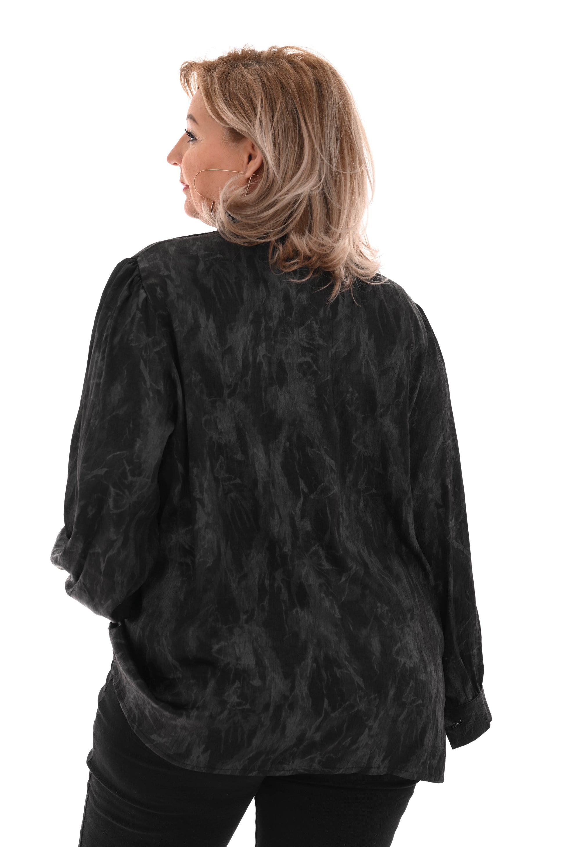 Blouse met strik marble zwart