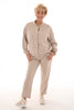 Tweedelig pak met baseball jasje beige