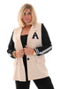 Blazer strepen op mouwen beige/zwart