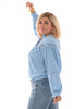 Blouse met kanten randen lichtblauw