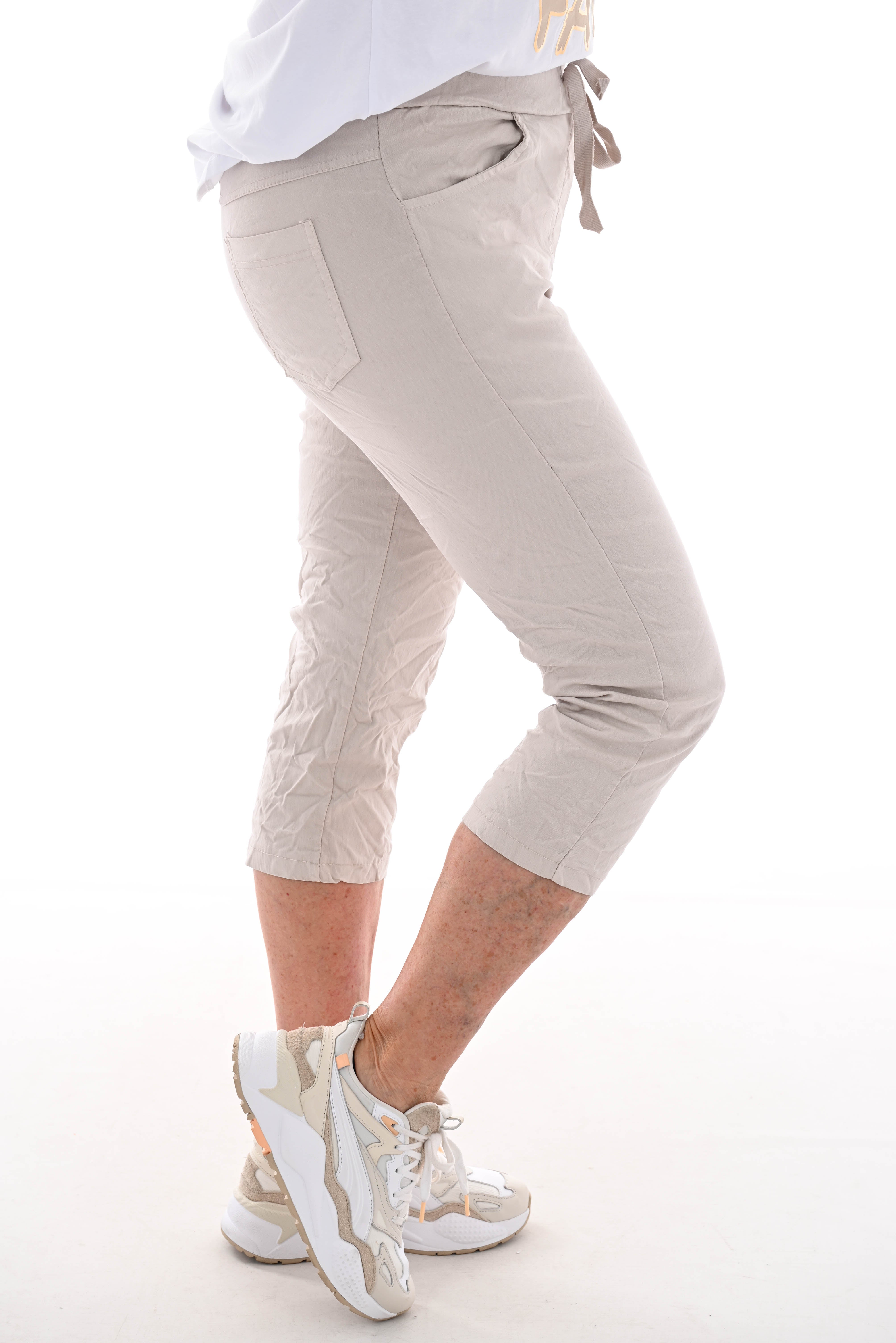 Stretchbroek uni capri beige