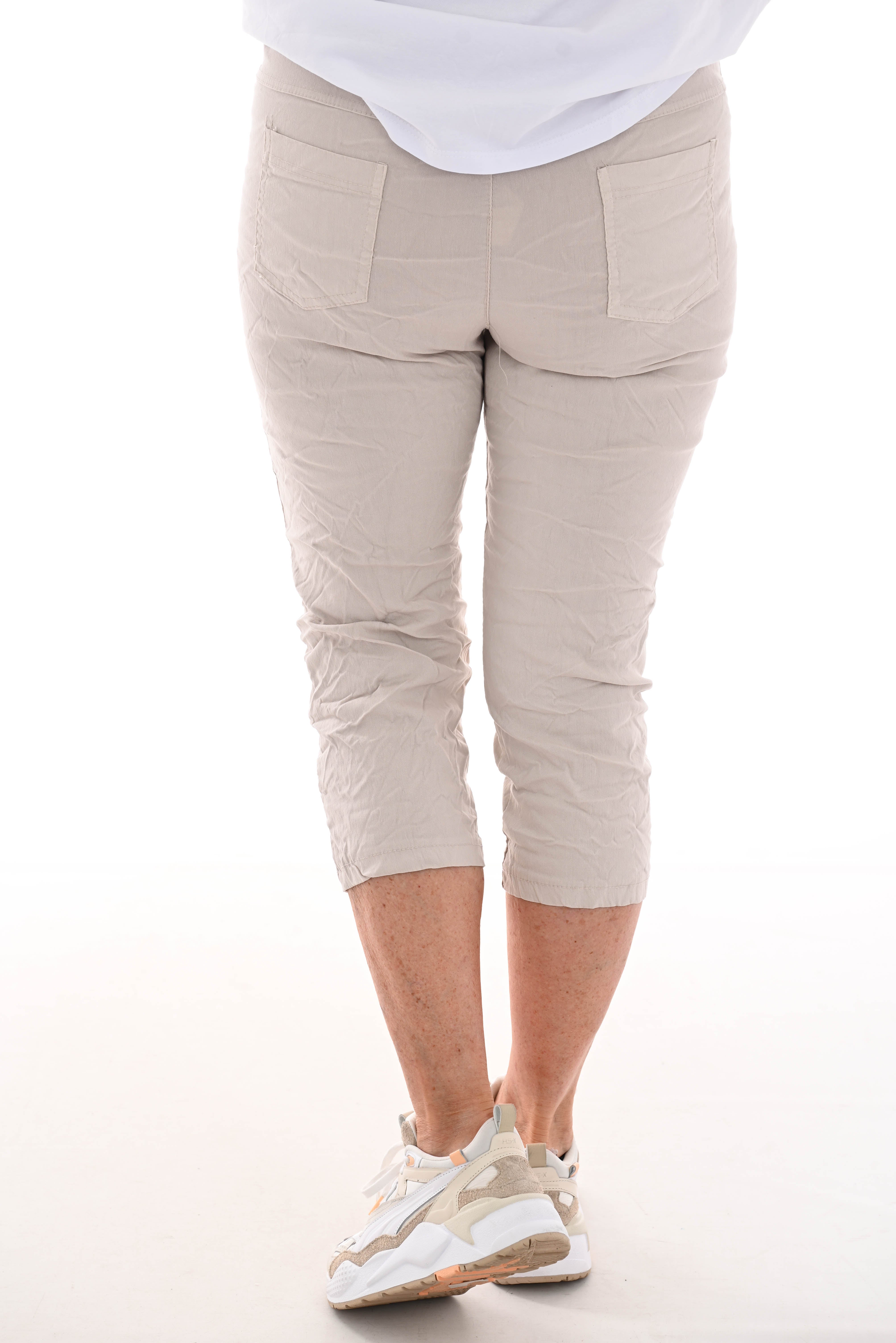 Stretchbroek uni capri beige