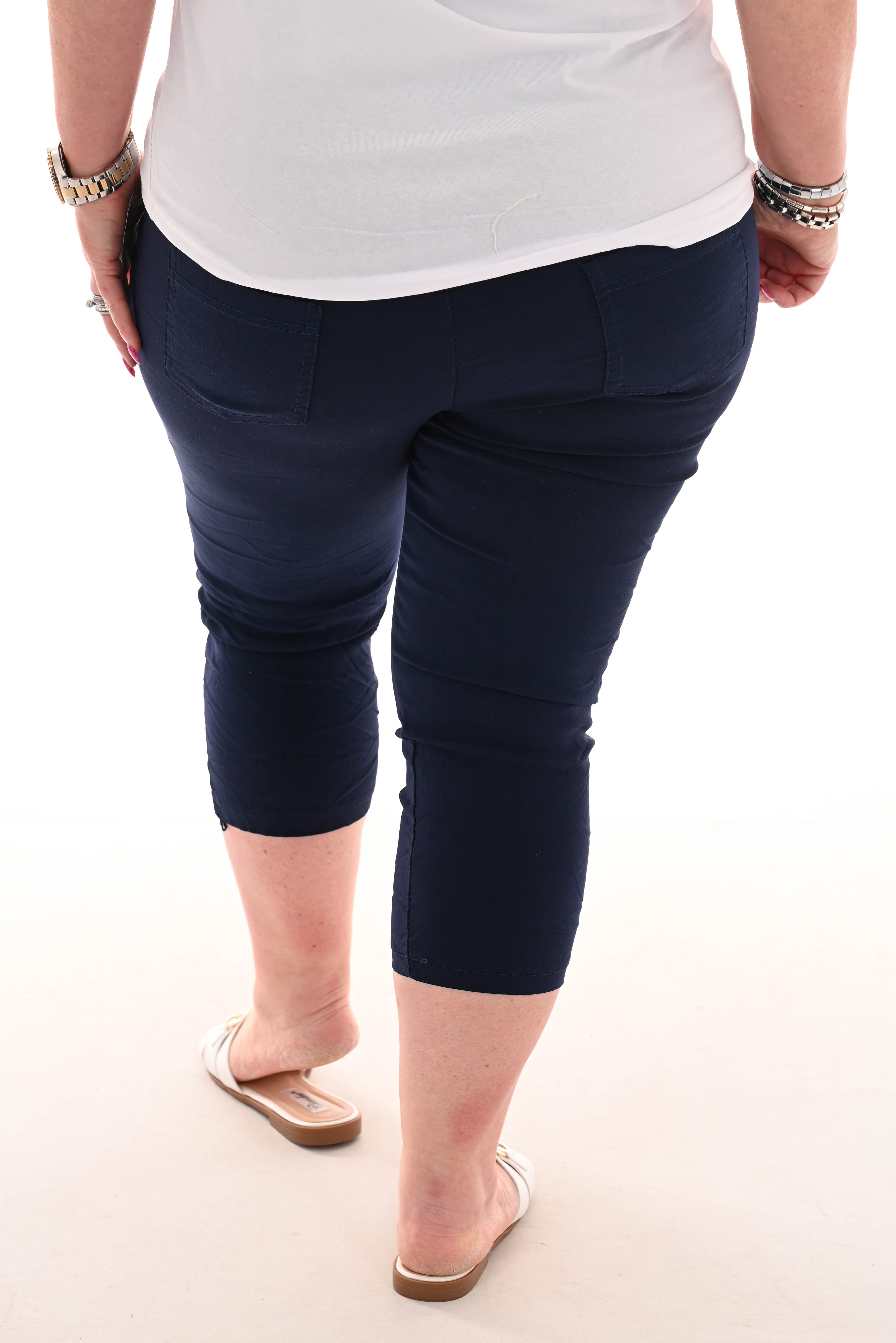 Stretchbroek uni capri marineblauw