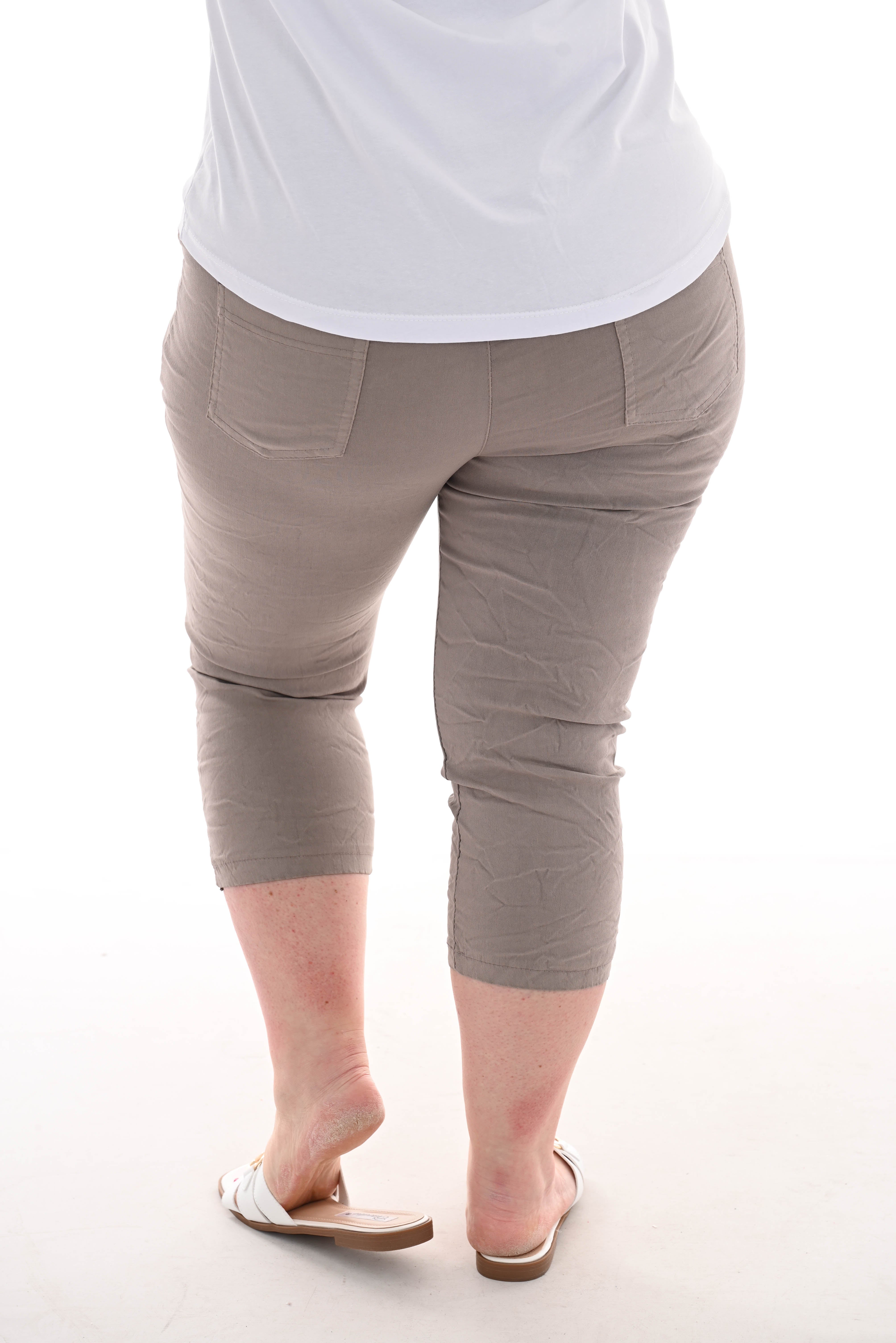 Stretchbroek uni capri taupe