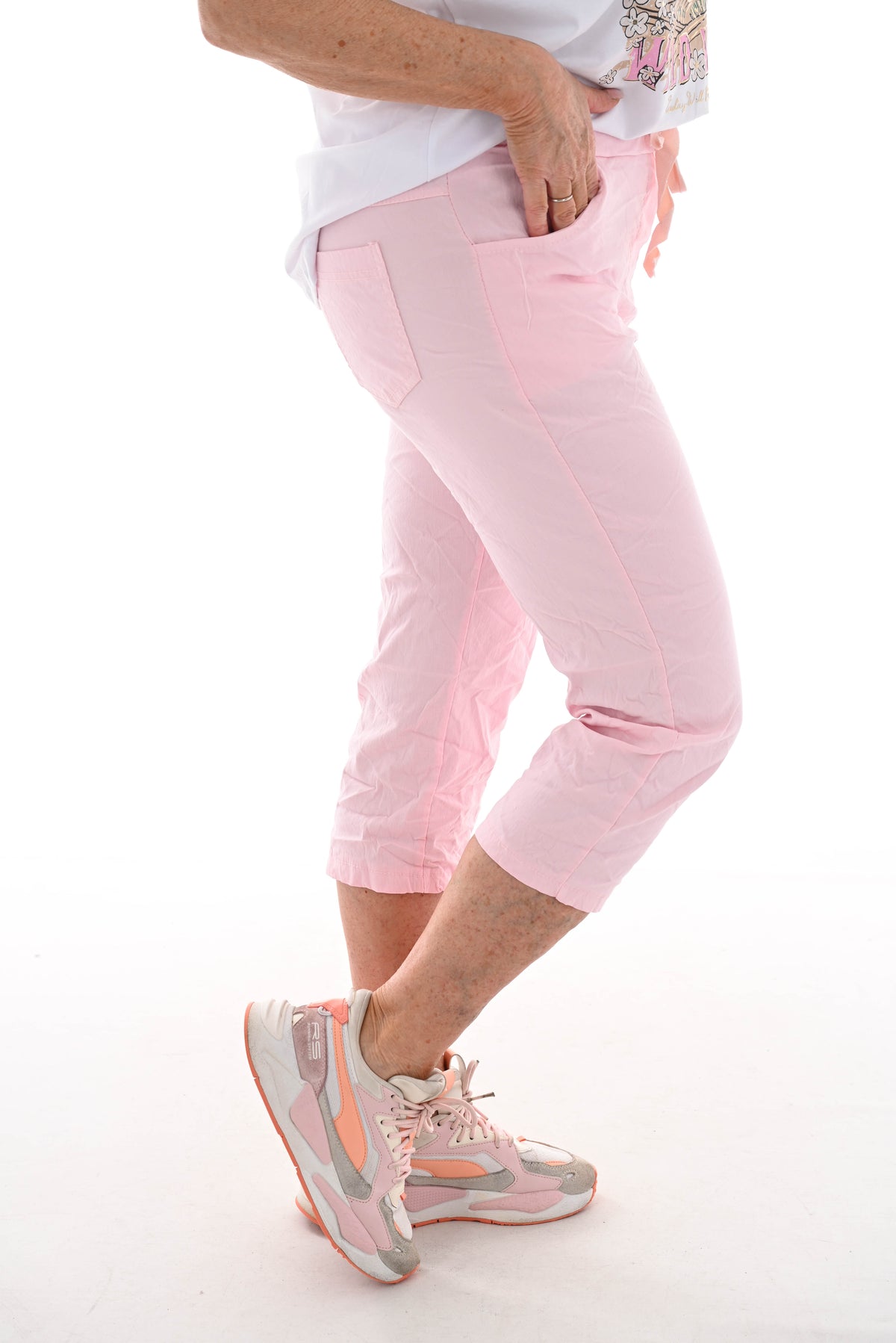 Stretchbroek uni capri babyroze