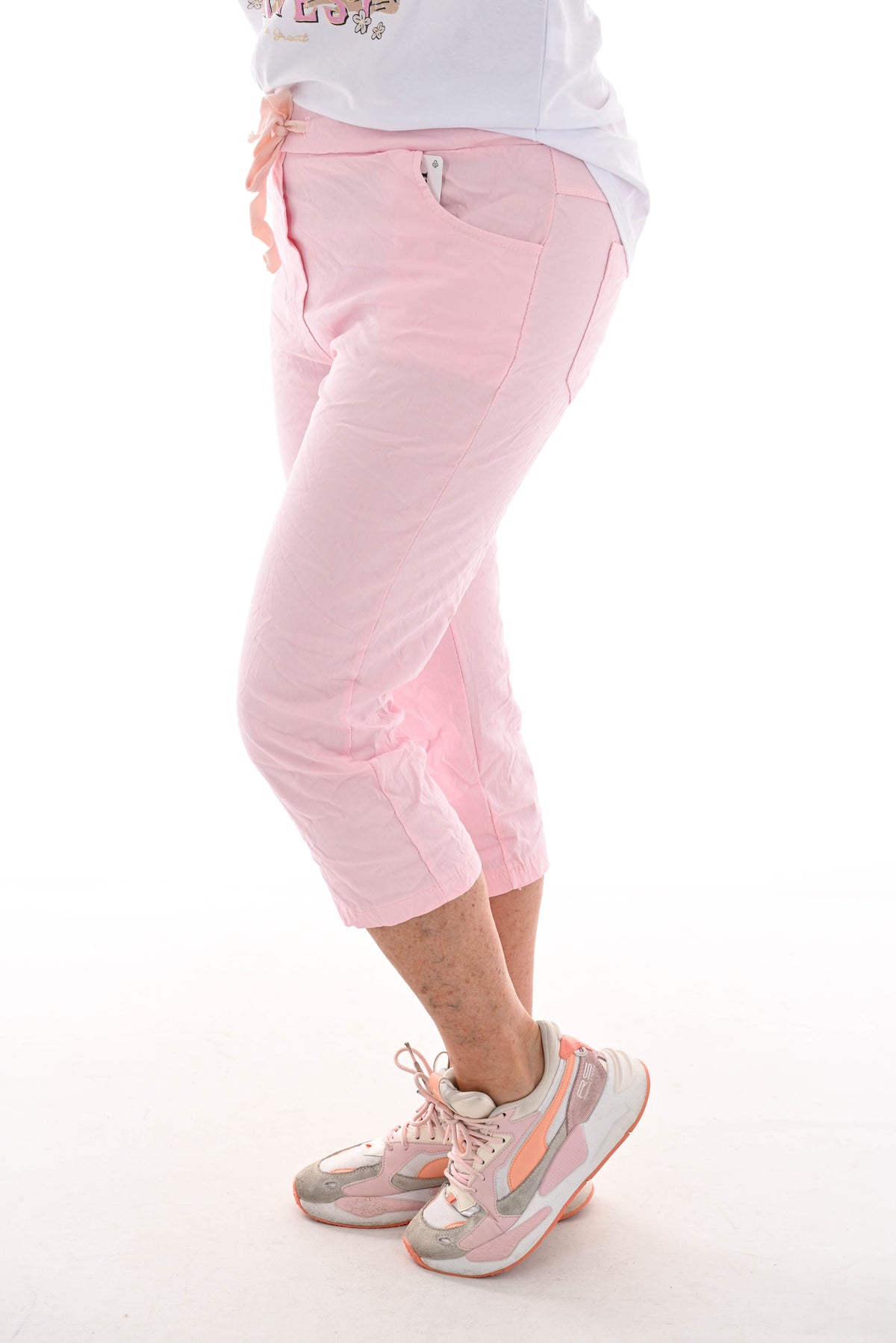 Stretchbroek uni capri babyroze
