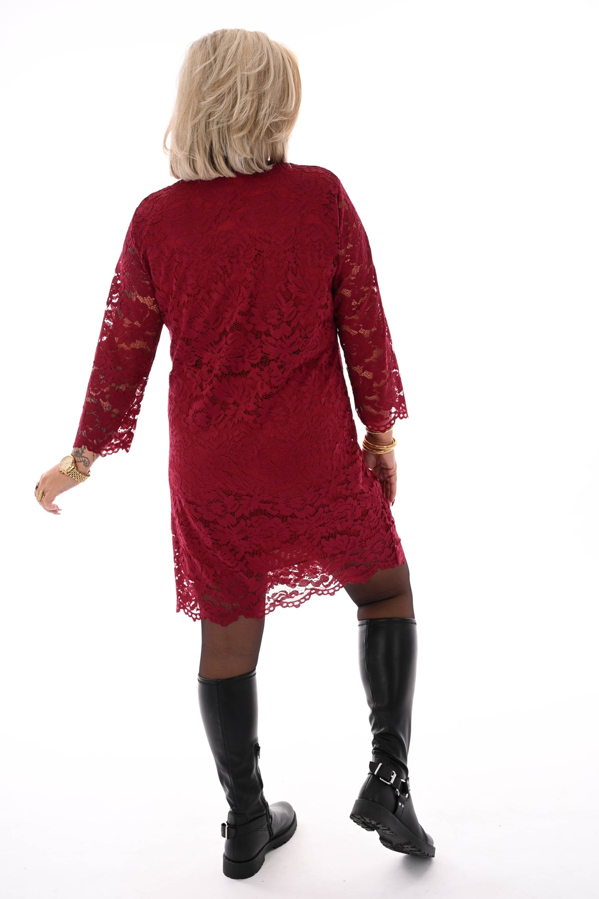 Kanten jurk bordeaux