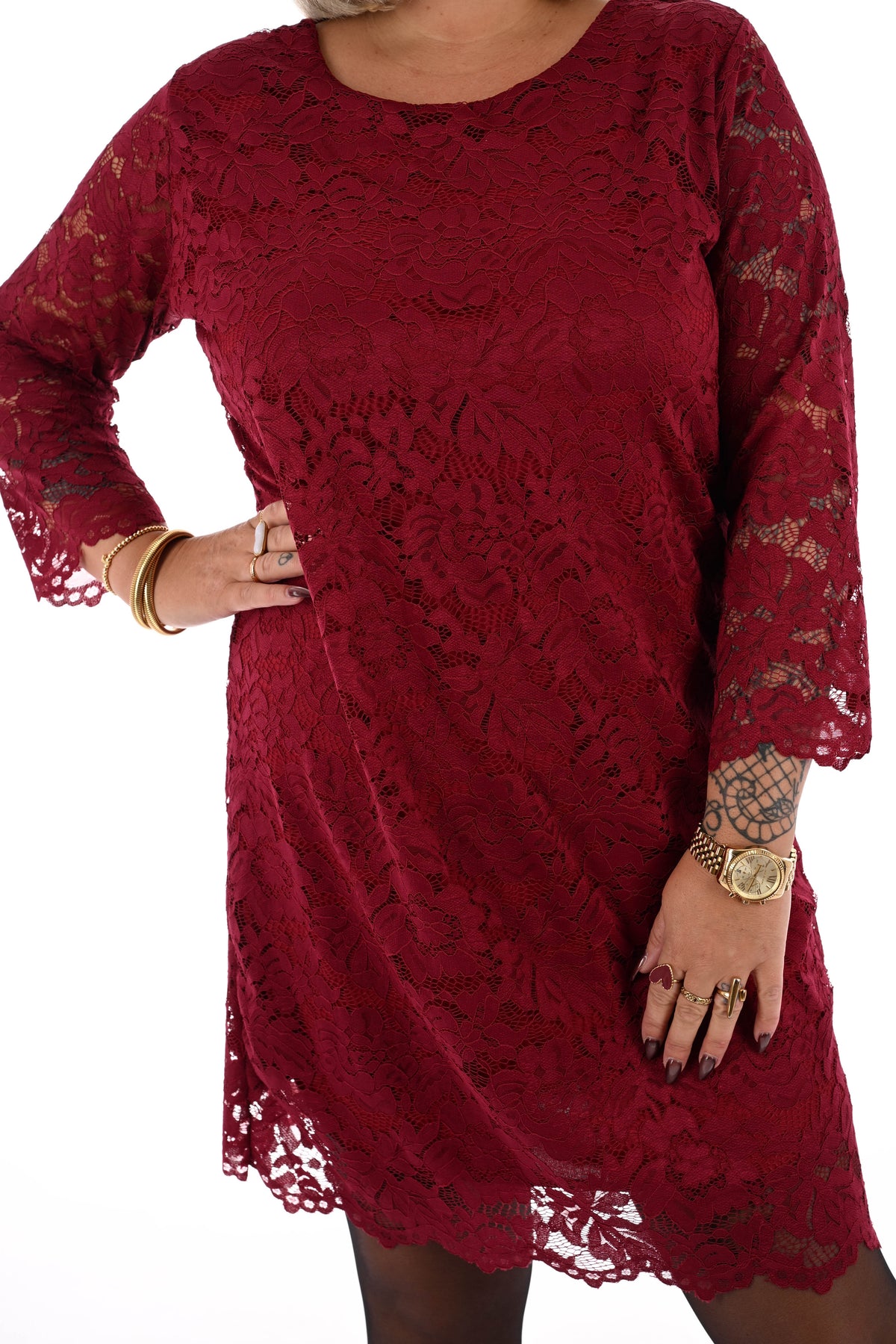Kanten jurk bordeaux