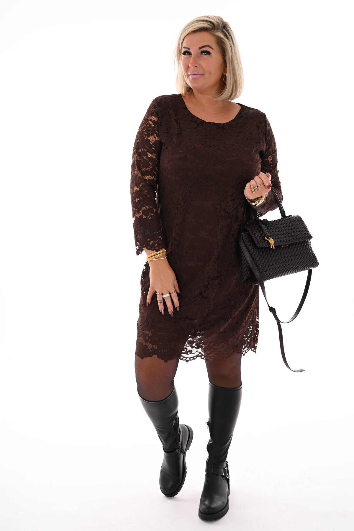 Tas met vlechtmotief donkerbruin