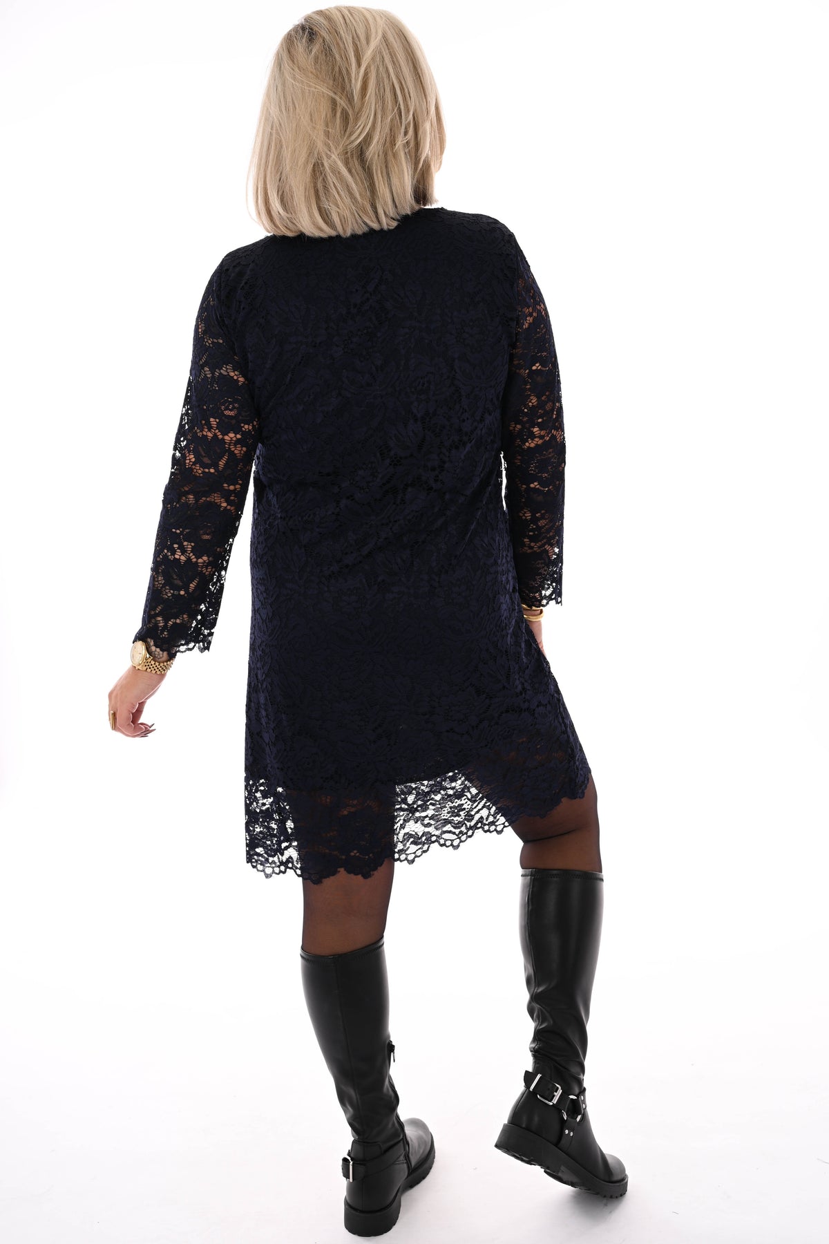 Kanten jurk marineblauw