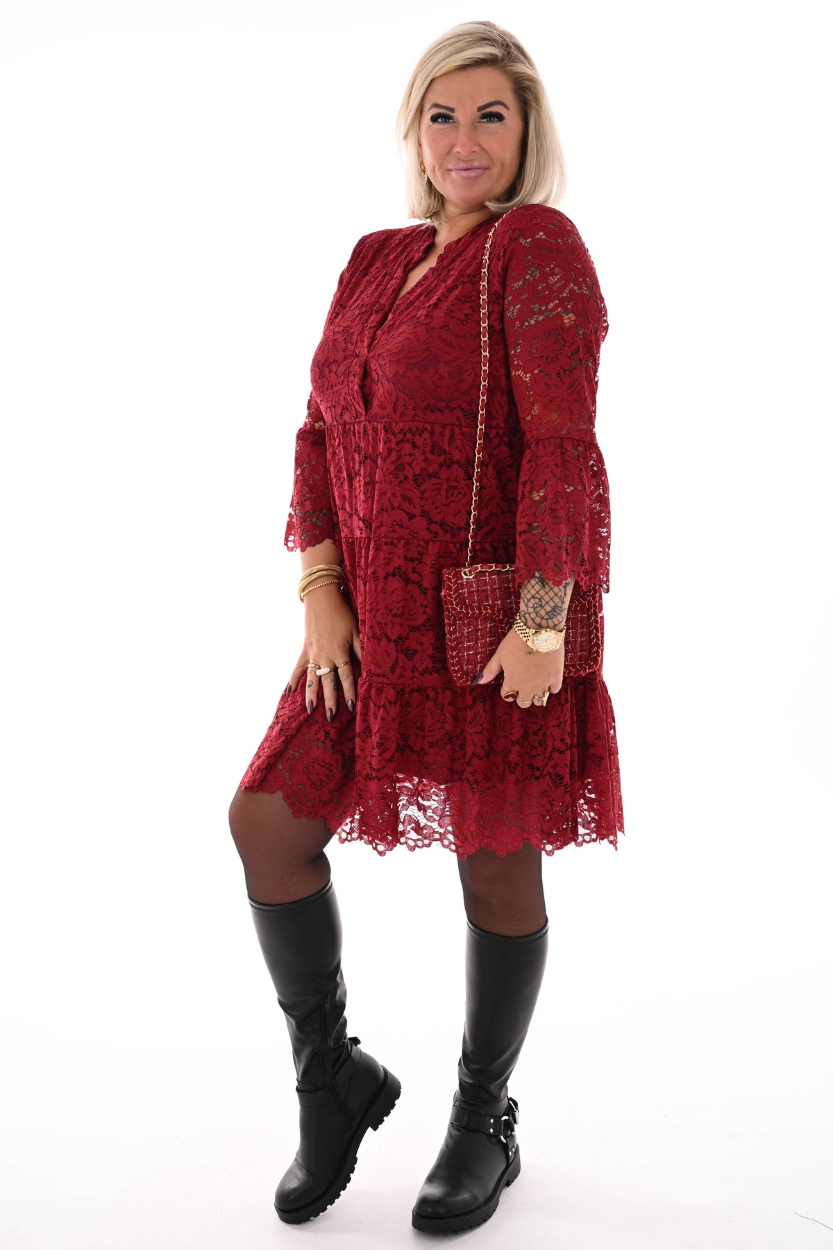 Mini schoudertas lurex rood