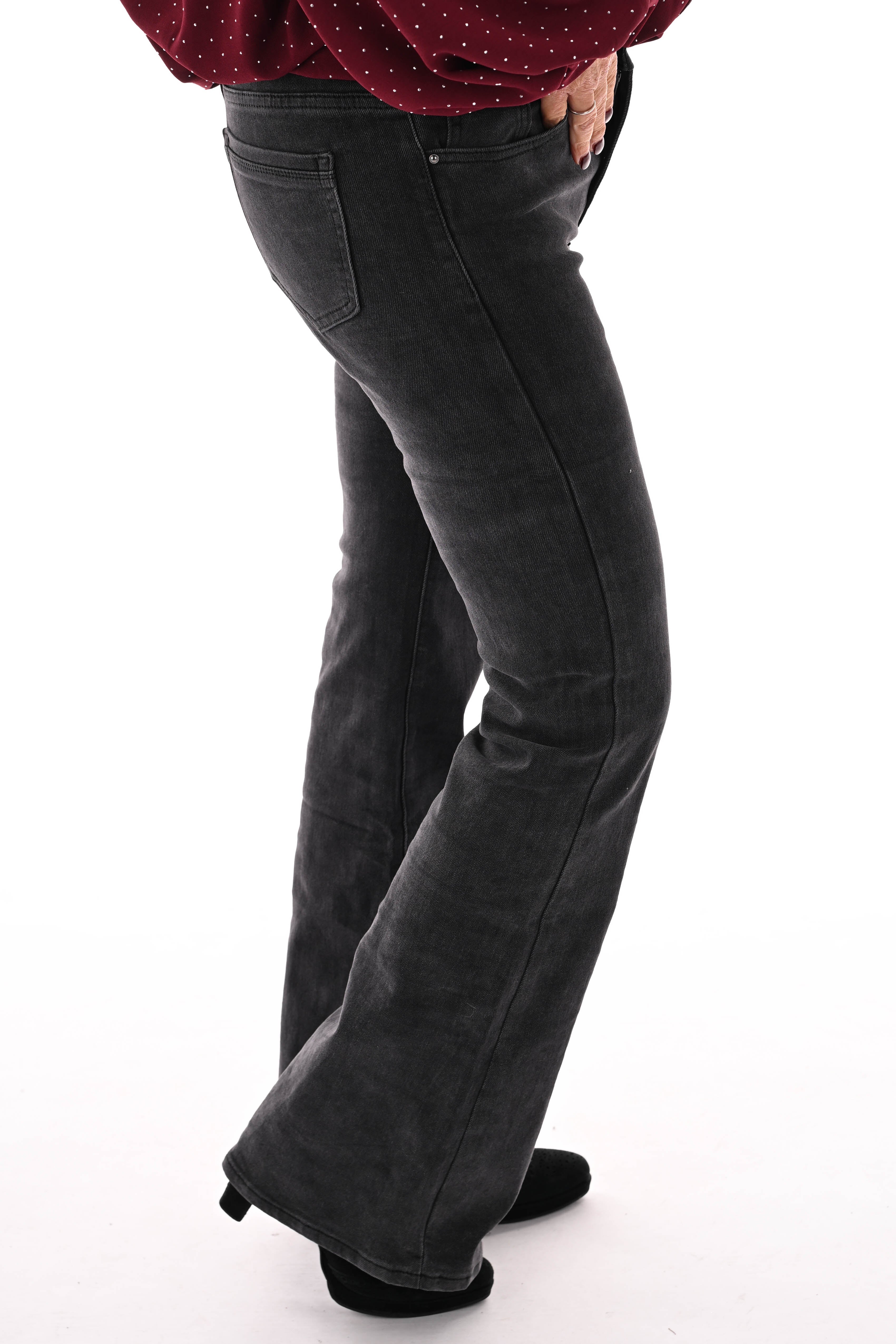 BB.S jeans flared donkergrijs