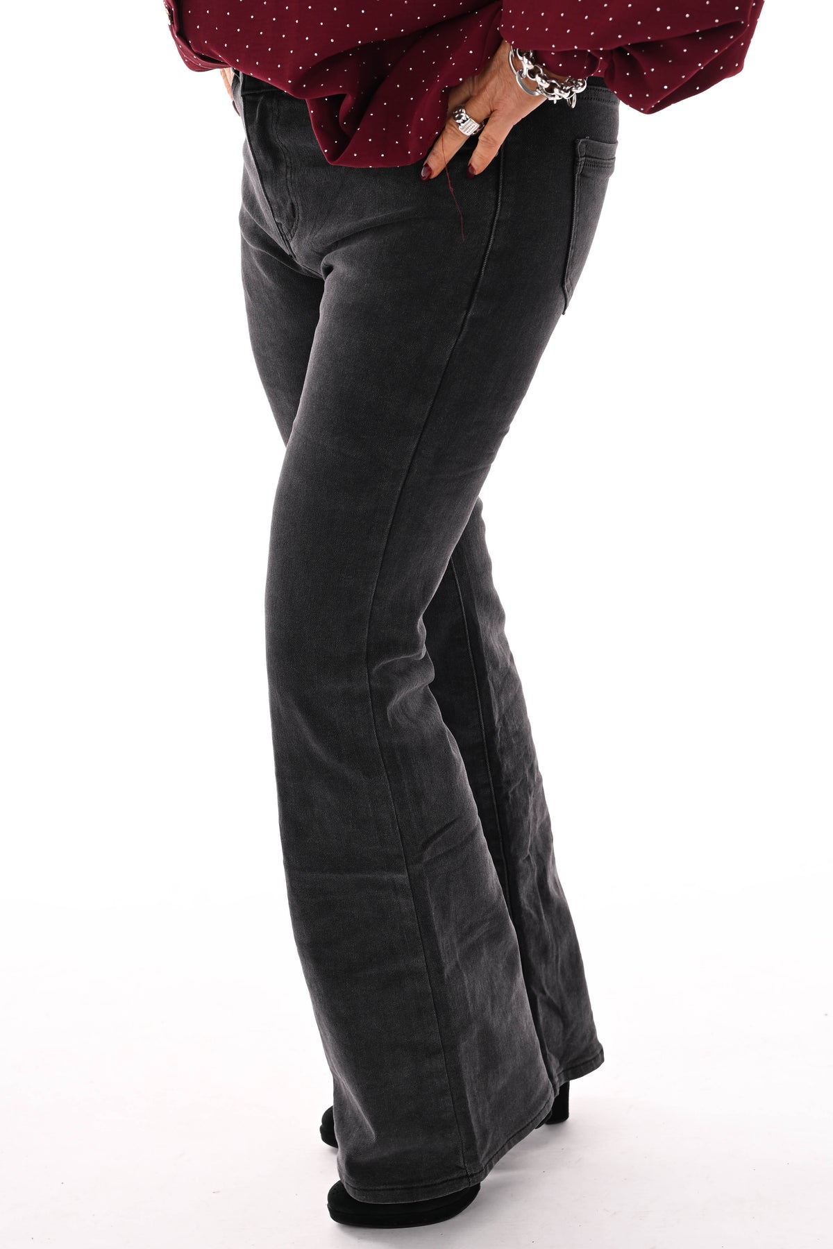 BB.S jeans flared donkergrijs