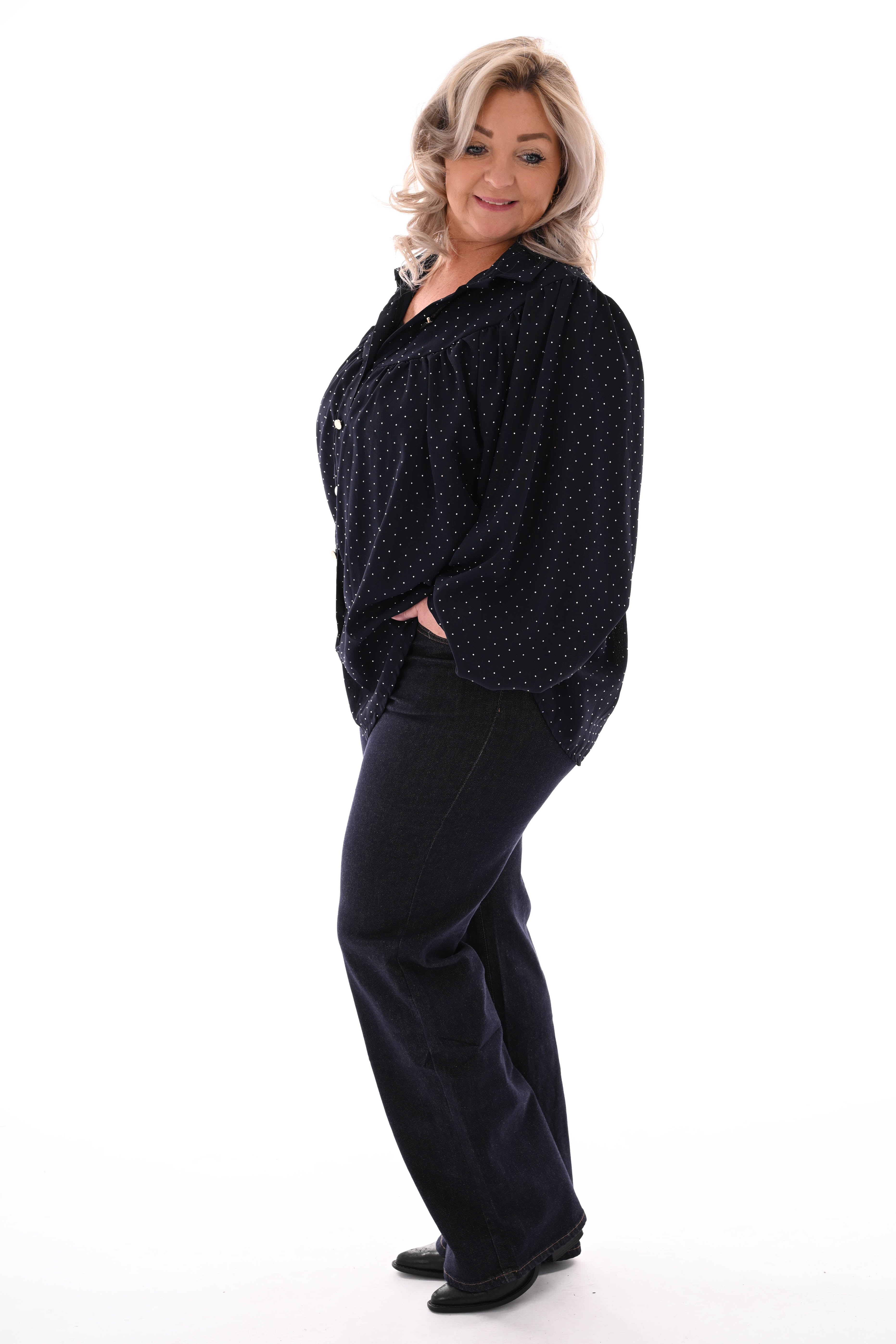 Kathy jeans wide leg donkerblauw