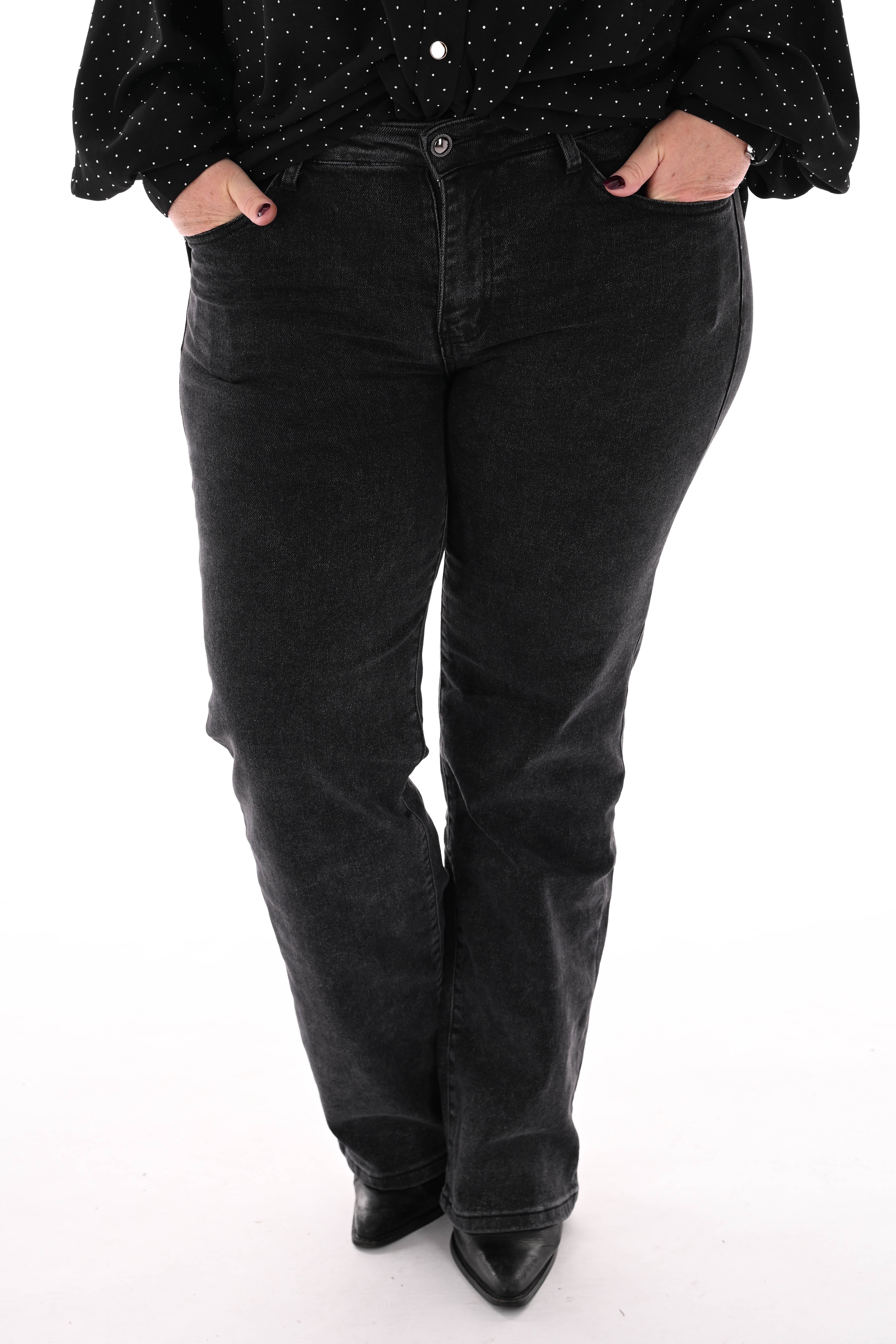 BB.S jeans wide leg gemeleerd zwart