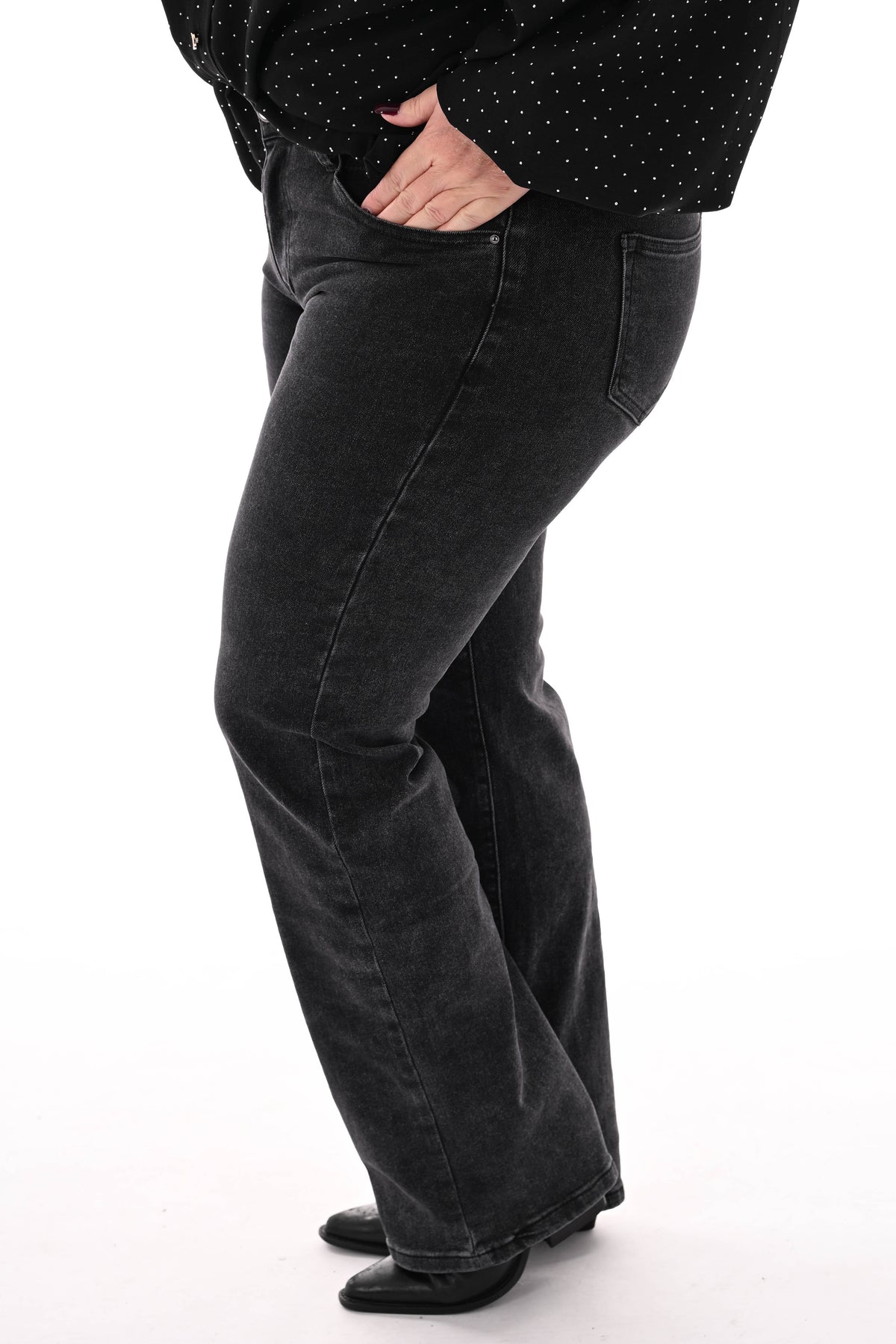 BB.S jeans wide leg gemeleerd zwart