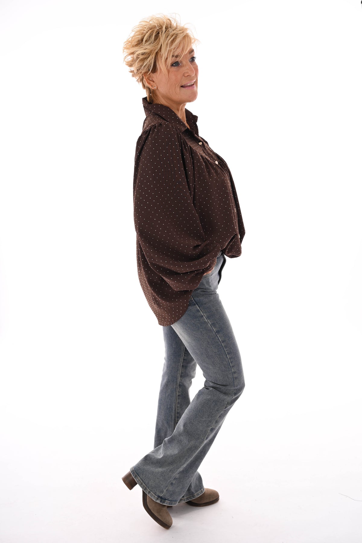 Norfy high waist flair leg stonewash