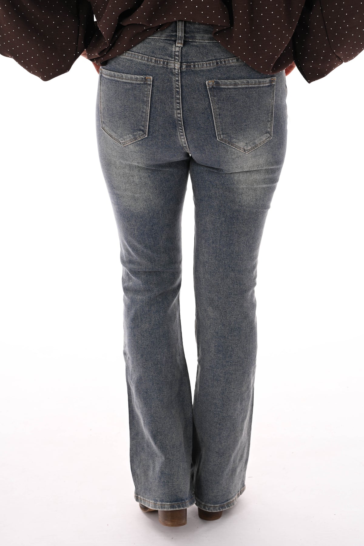 Norfy high waist flair leg stonewash