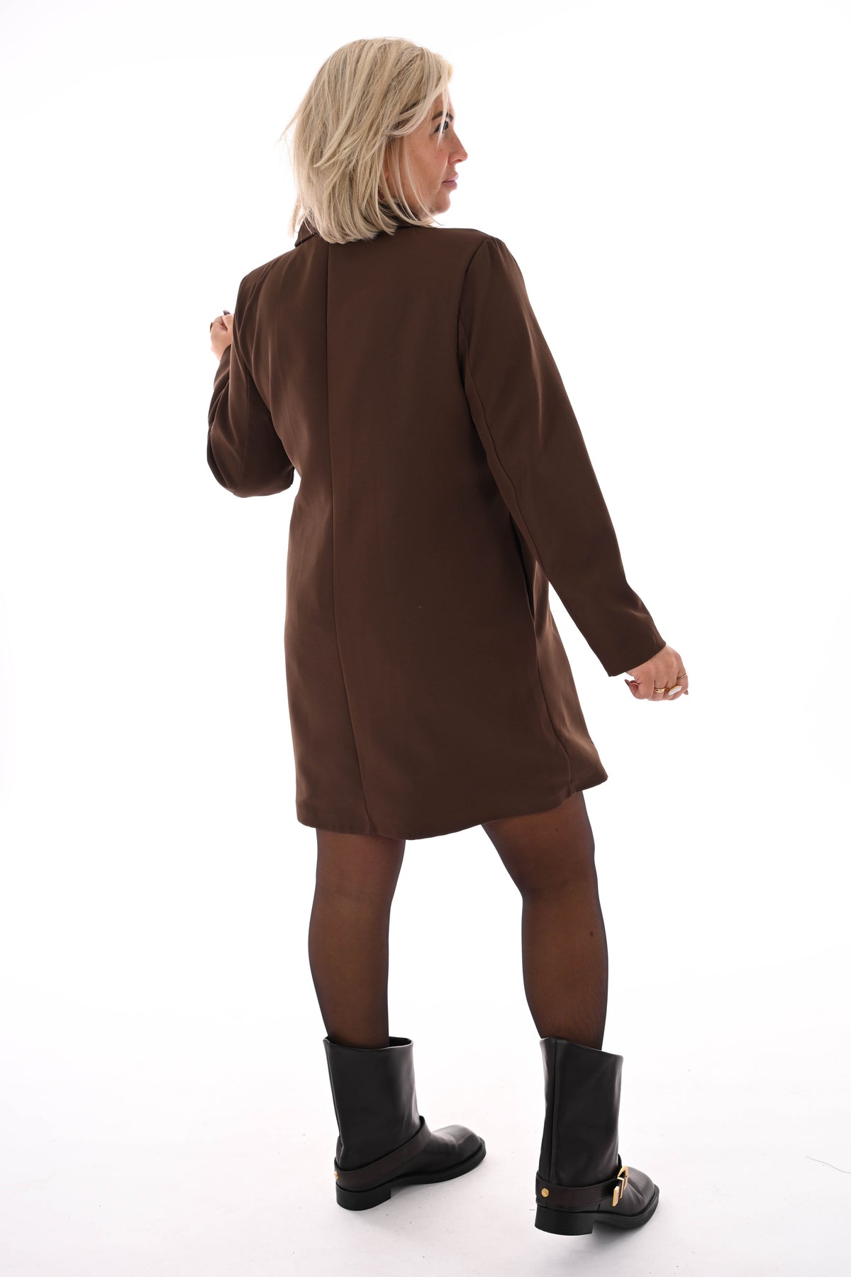 Blazer wikkeljurk met kraag bruin