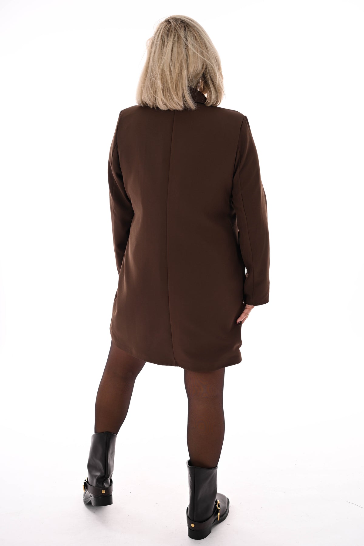 Blazer wikkeljurk met kraag bruin