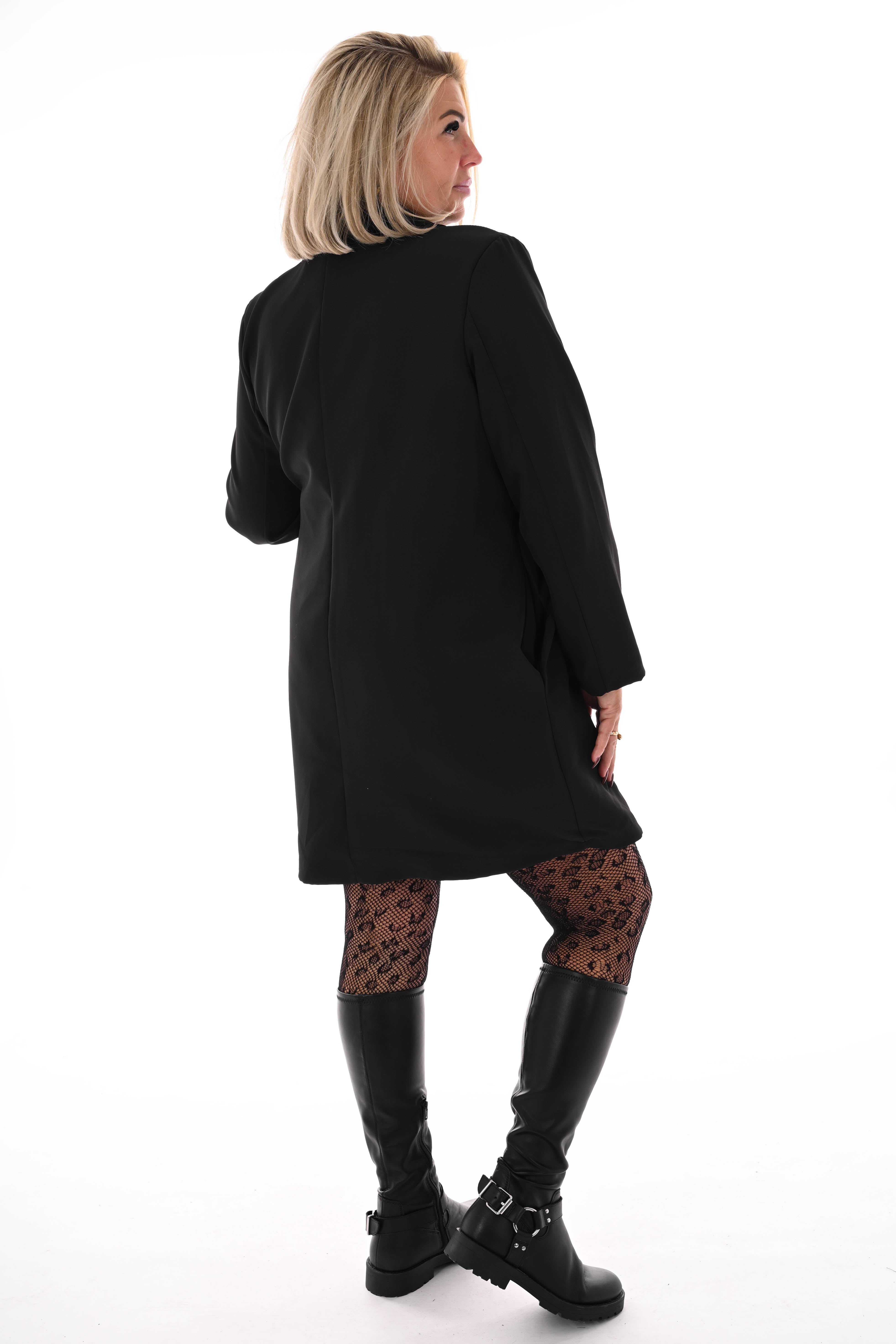 Blazer wikkeljurk met kraag zwart