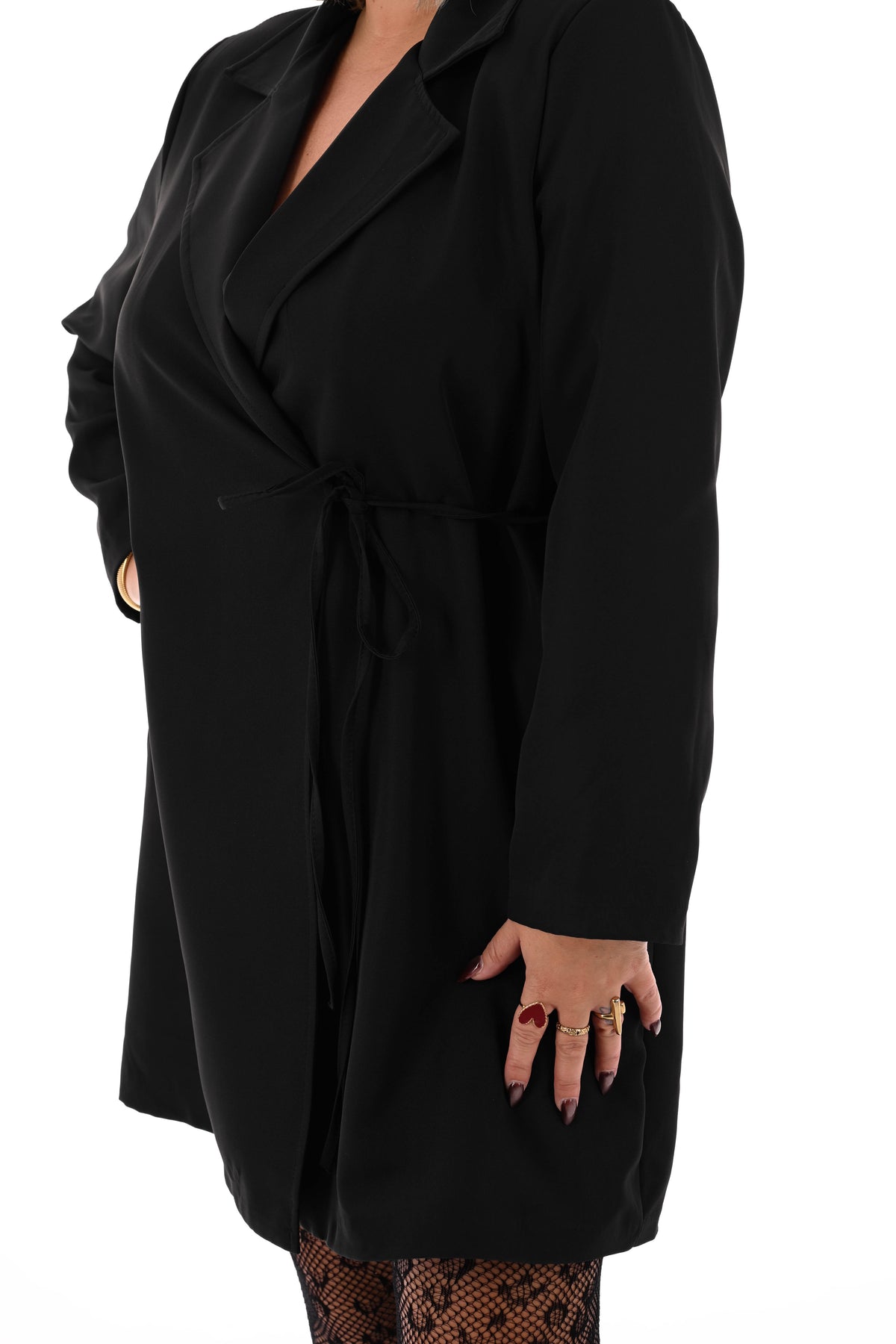 Blazer wikkeljurk met kraag zwart