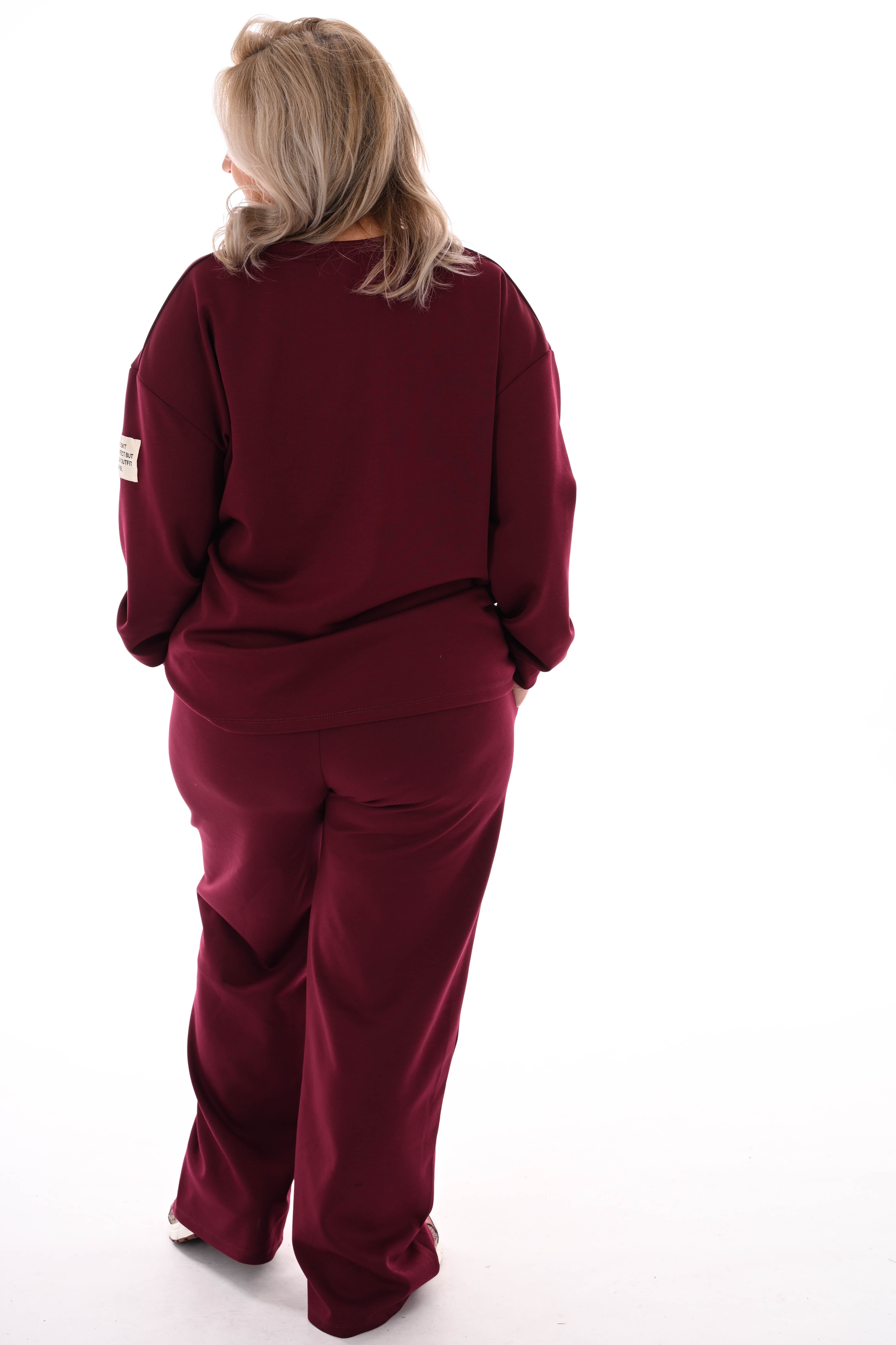 Tweedelig pak wijde broek applicatie bordeaux