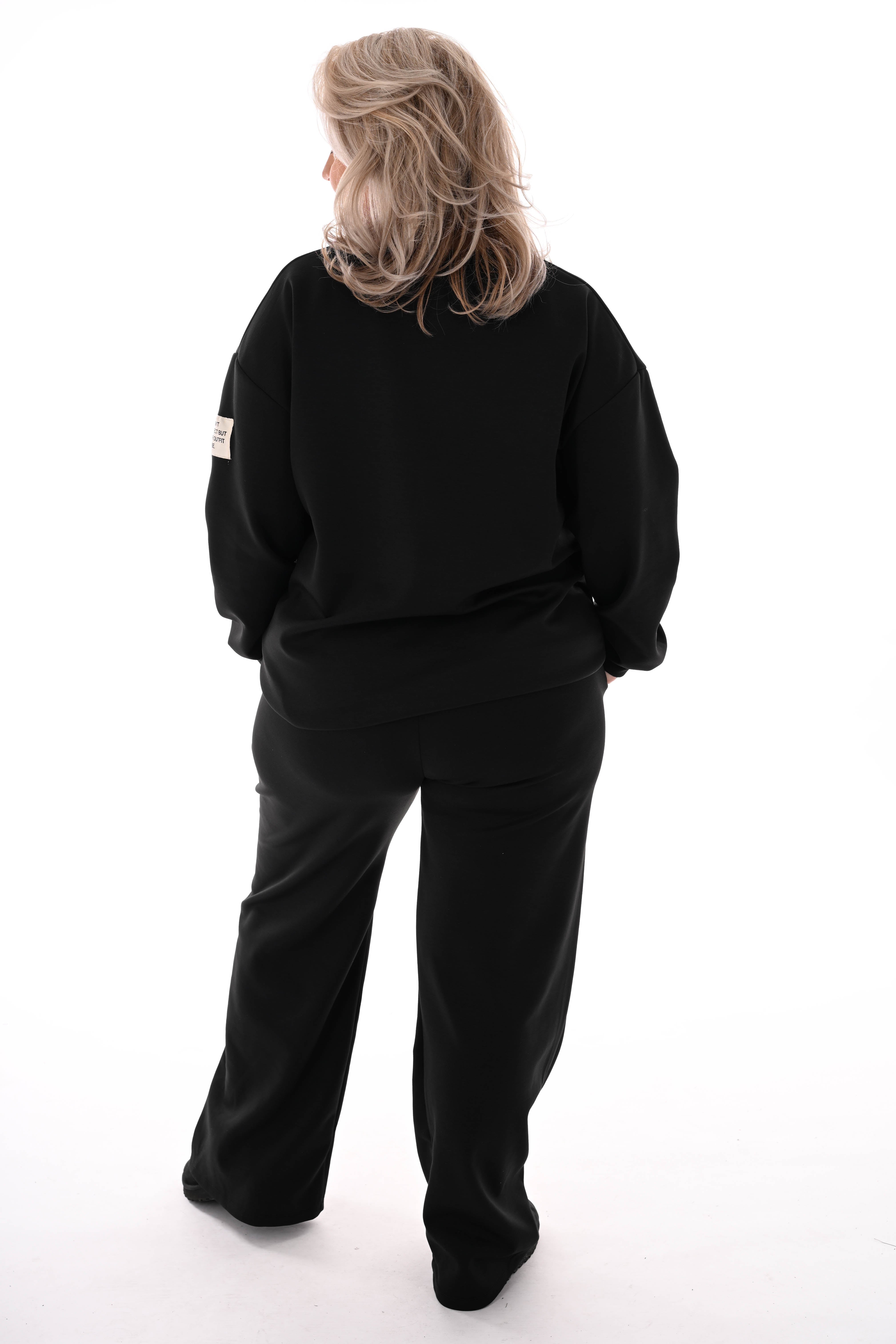 Tweedelig pak wijde broek applicatie zwart